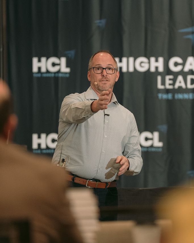 Vinnie Fisher teaching a room of business owners at High Capacity Leaders
